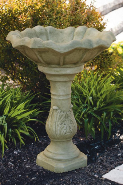 Scroll Bird Bath With Tulip Top French Victorian Design Heavy Cement